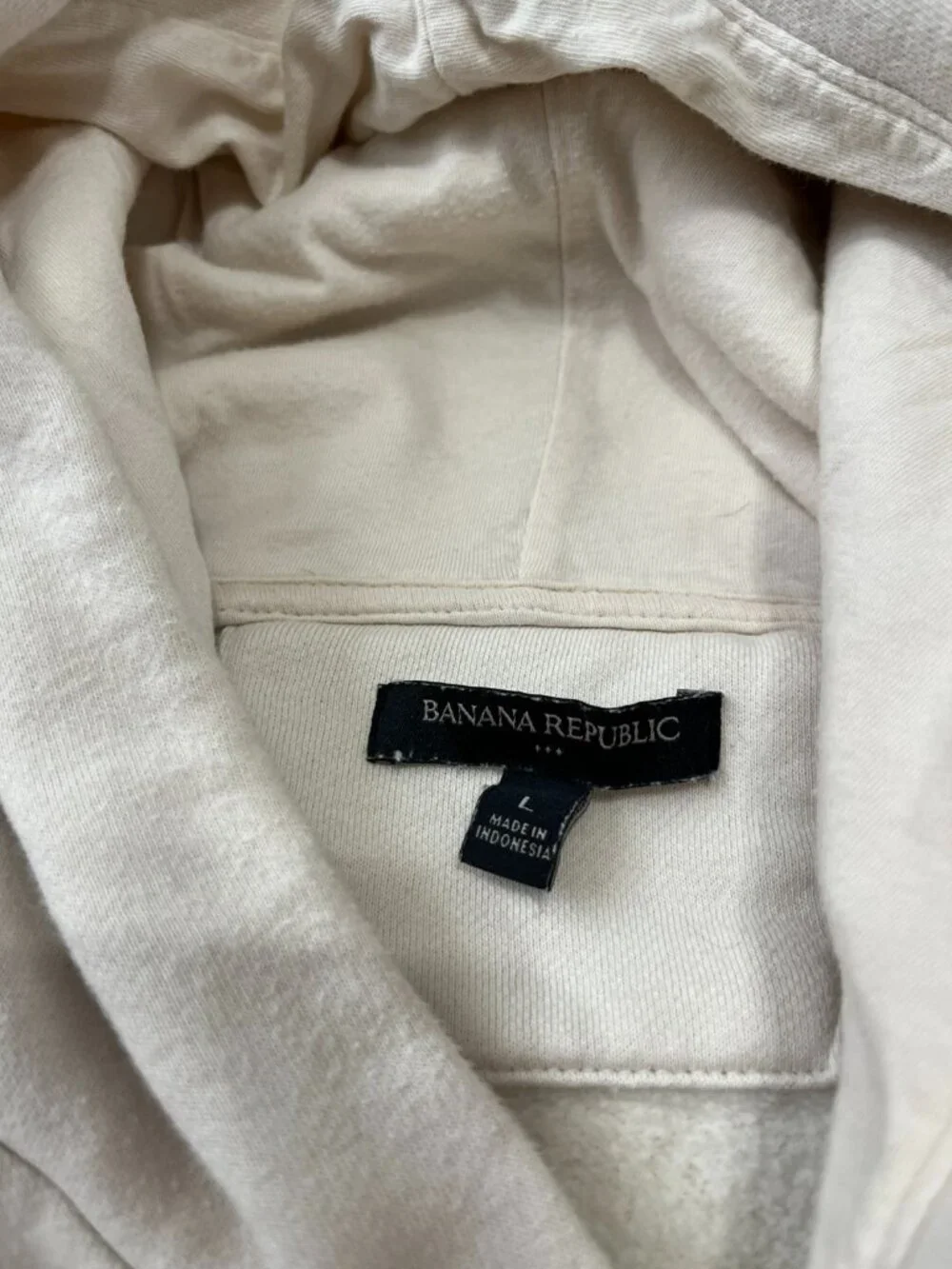 Banana Republic Men's Hoodie Sweatshirt Size Large Ivory Pullover Hooded